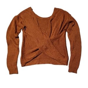 Forever 21 Rust Knit Twist Back Long Sleeve Sweater